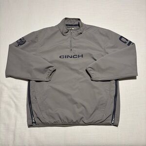 Men’s Cinch 1/4 Zip Windbreaker Jacket | Gray / Navy | Size Large | MWJ1000009